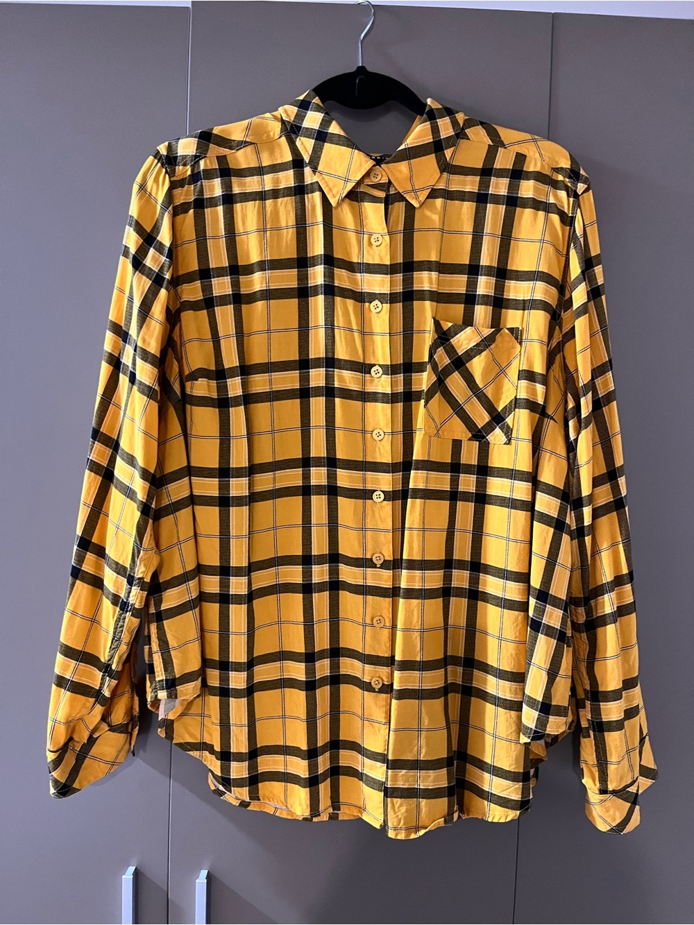 Torrid Yellow and Black Plaid Button-Up Shirt